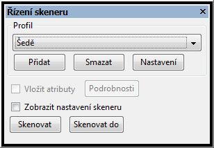 Okno Řízení skeneru